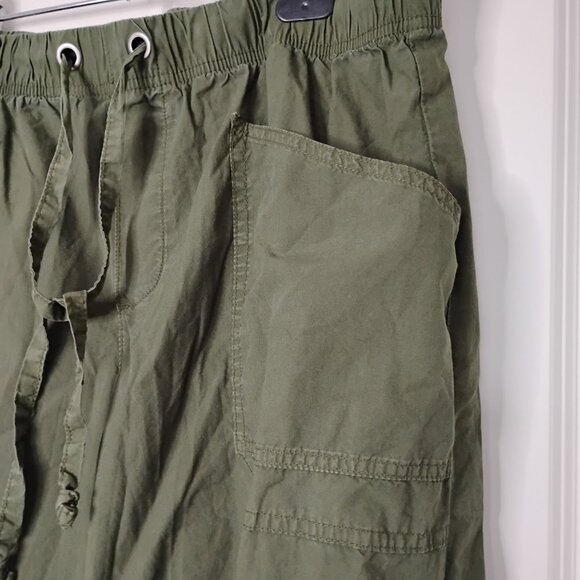 Aerie Women's Dark Green Drawstring Wide Leg Baggy Cargo Jogger Pants Size L - Picture 4 of 7